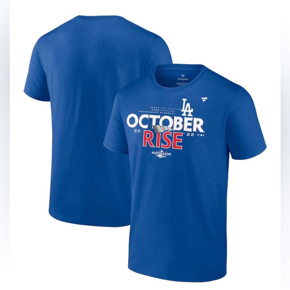 NEW - Los Angeles Dodgers Fanatics 2022 Postseason Locker Room Royal Tee